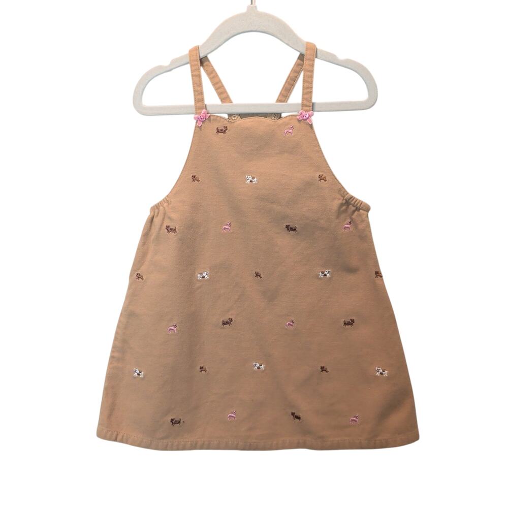 Vintage Gymboree Baby Girl Sz 18-24 mos Puppy Love Pinnie Dress Embroidered Dogs